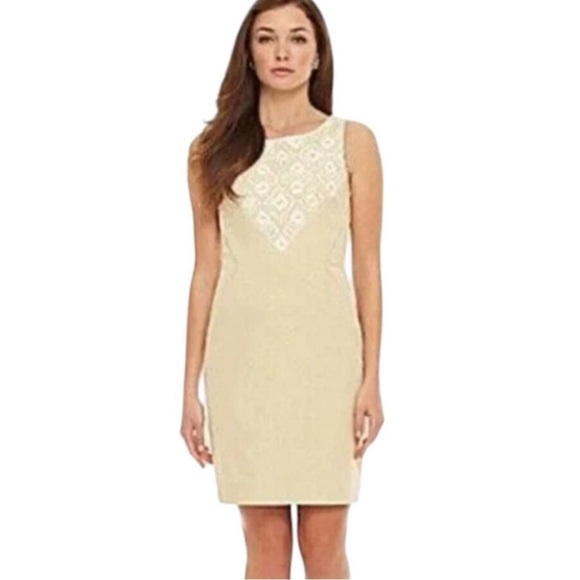 Antonio Melani Embroidered Carys Sheath Dress in Papyrus Beige Size 0 - Picture 11 of 11